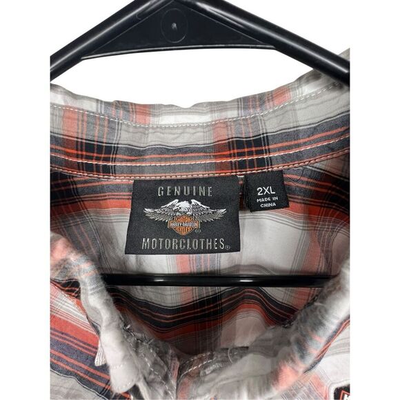 Harley Davidson Button Up Short Sleeve Shirt With Genuine Oil Patches - Picture 4 of 7